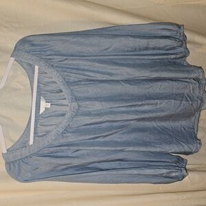 LC Lauren Conrad Relaxed Blue 3/4 Sleeve Blouse